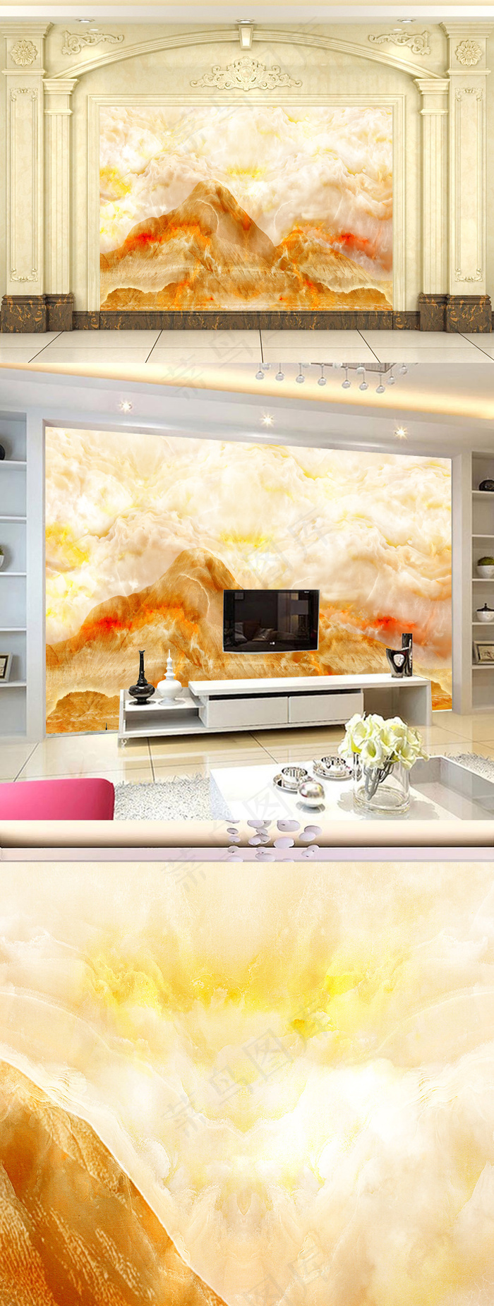 高清大理石纹江山如画背景墙