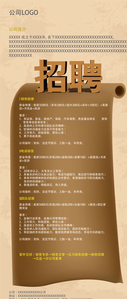 招聘海报图片ai矢量模版下载