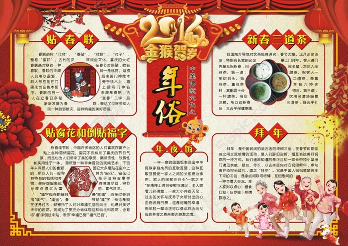 中华传统文化之年俗小报cdr矢量模版下载