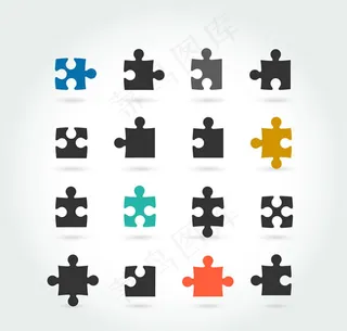 创意拼图块图标矢量素材下载
