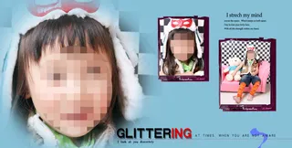 儿童写真紫色相框排版英文装饰PSD...