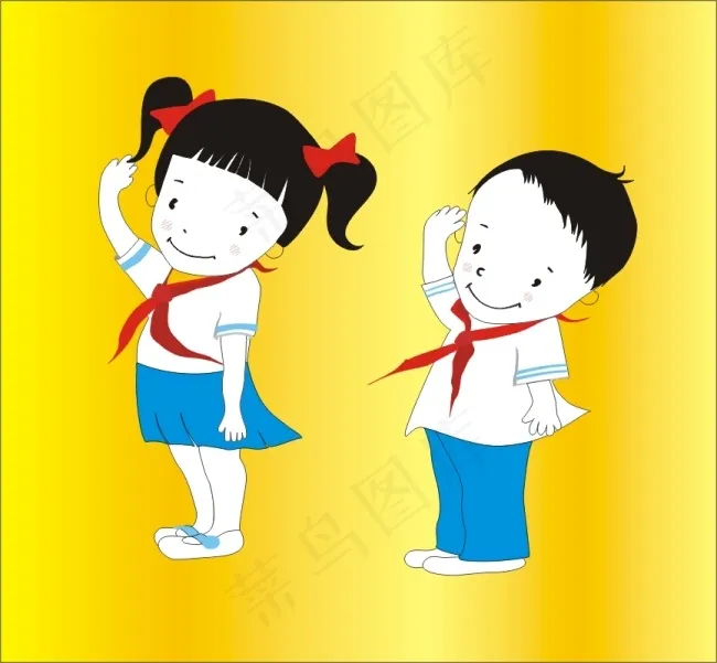 可爱少年学生男女cdr矢量模版下载
