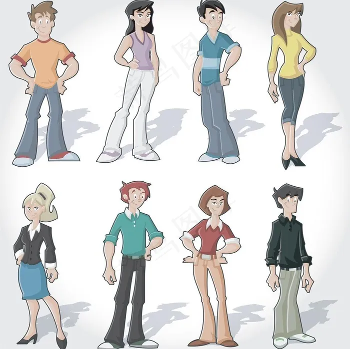 手绘卡通人物图片eps,ai矢量模版下载