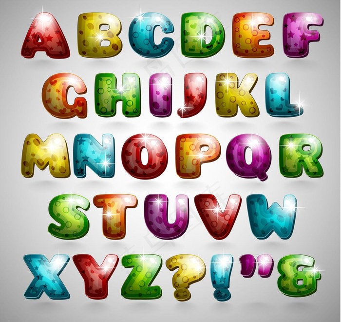 卡通字母图片eps,ai矢量模版下载