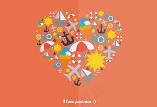 我爱夏天心向量