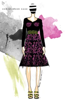 紫色圆圈连衣裙设计图