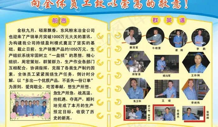 职员风采图文展板图片(5102X3402(DPI:72))psd模版下载