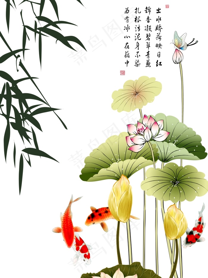 荷花鲤鱼图(5102X6803(DPI:72))ai矢量模版下载