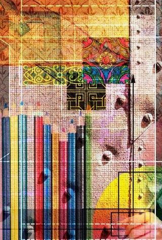 psd分层学习用具加背景素材图片