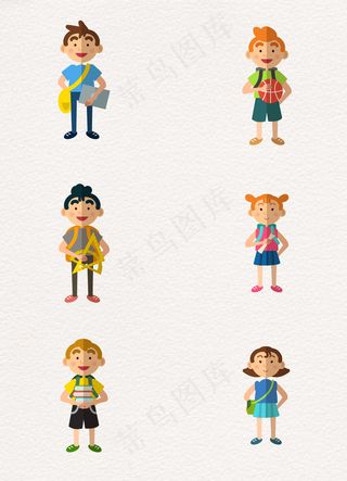扁平化返校男孩和女孩矢量素材