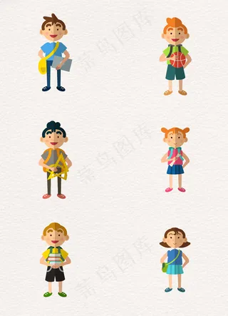 扁平化返校男孩和女孩矢量素材