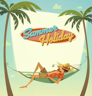 阳光沙滩等夏日风情矢量设计