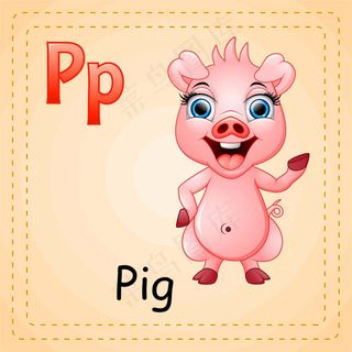 粉色小猪英文单词图片