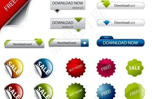 实用精致的按钮标签矢量素材