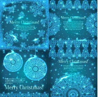 蓝色圣诞水晶挂饰雪花背景矢量图