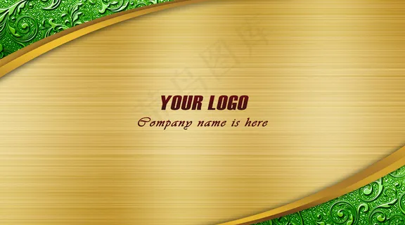 尊贵简约大气绿色金黄色混搭高档名片...