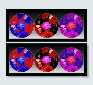 圆形荷花无框画设计图片