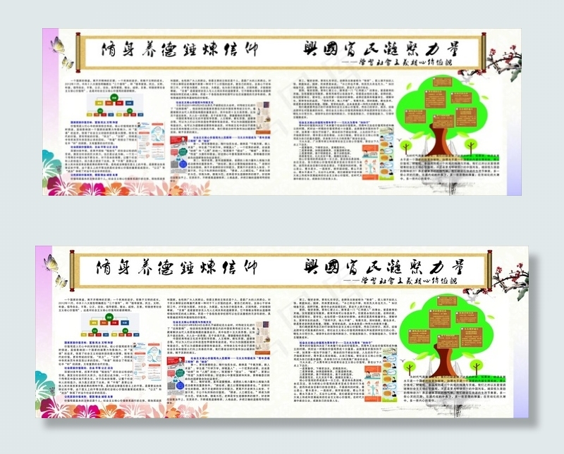修身养德 培养*价值观校园展...cdr矢量模版下载