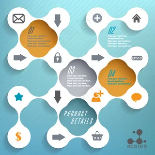 链接环形数字标签设计矢量图下载