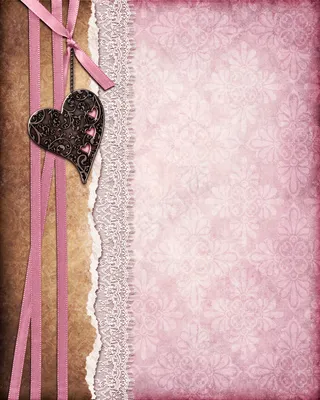 心形丝带老旧背景图片素材