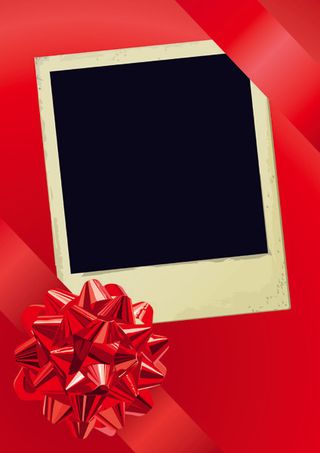 红丝带与宝丽来照片矢量素材