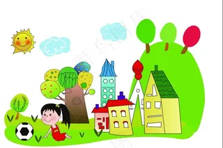 小儿乐园 房子 树林图片