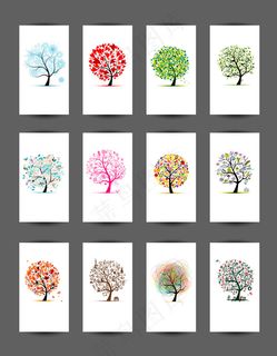 创意树木竖版卡片矢量素材