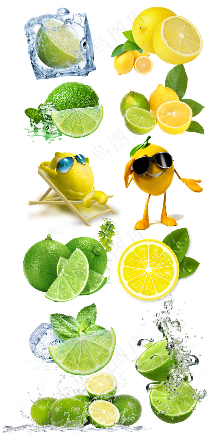 清新柠檬柠檬卡通促销素材