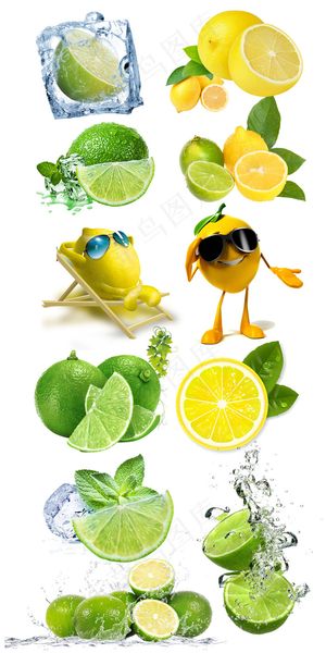 清新柠檬柠檬卡通促销素材
