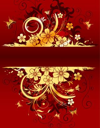 红底金色花纹文本框