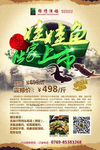 养生娃娃鱼金牌菜PSD招贴海