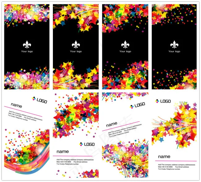 彩色风格星星名片(787X1417(DPI:400))psd模版下载