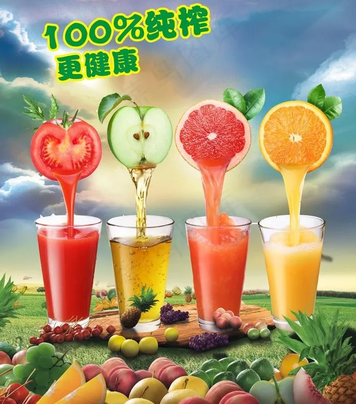 纯搾果汁图片(210X297)cdr矢量模版下载
