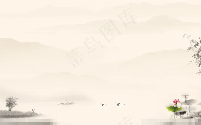水墨画矢量素材ai矢量模版下载