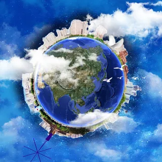 星空中的旋转地球