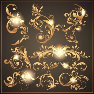 璀璨欧式金色花纹矢量素材