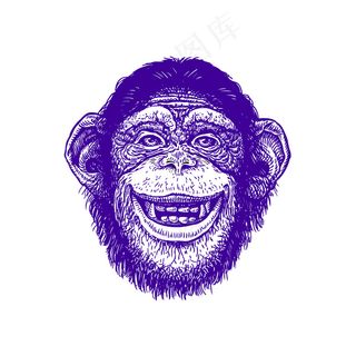 卡通动物猩猩剪影插画