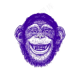 卡通动物猩猩剪影插画