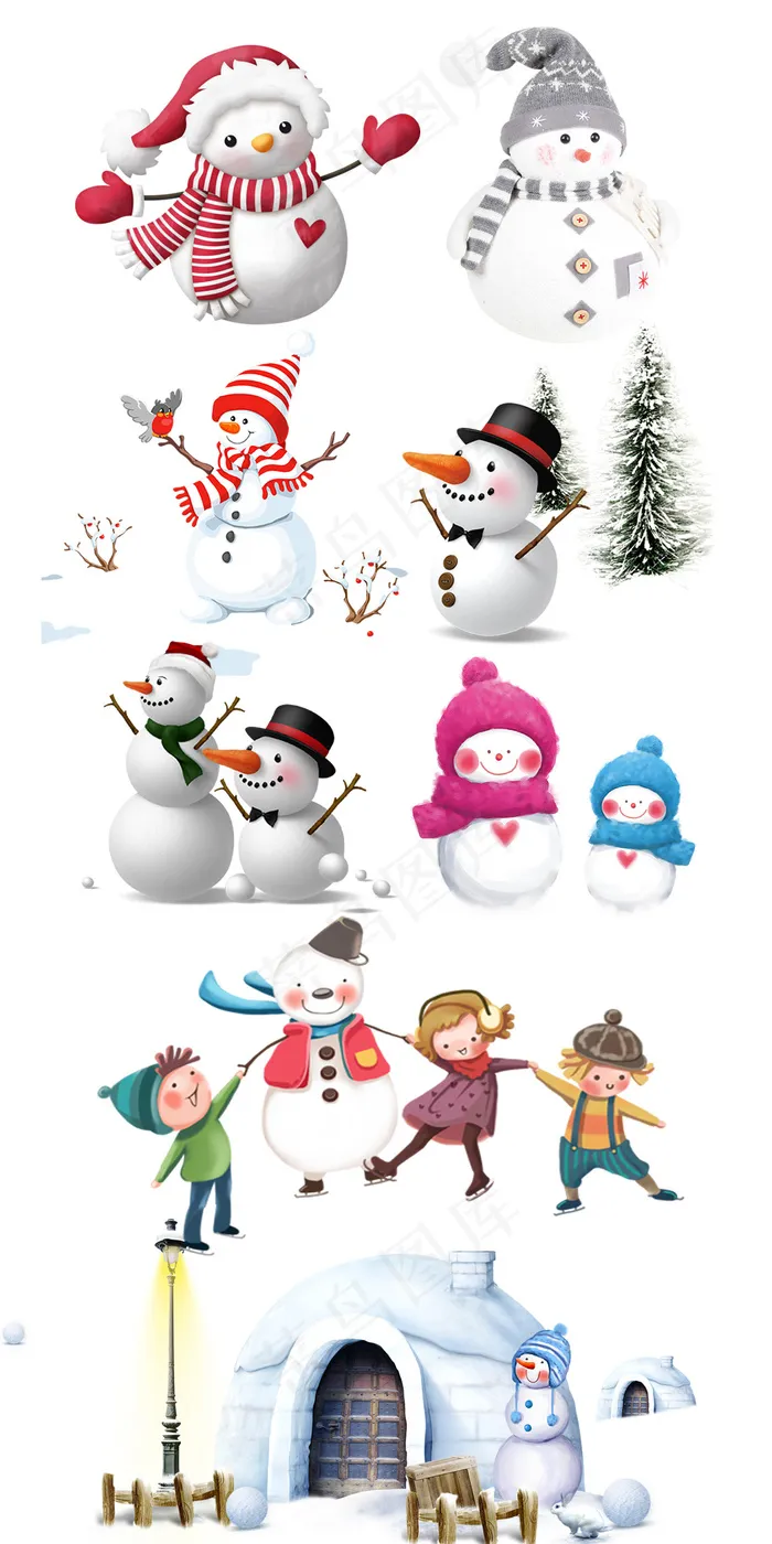 卡通手绘清新雪人冬日促销素材psd模版下载