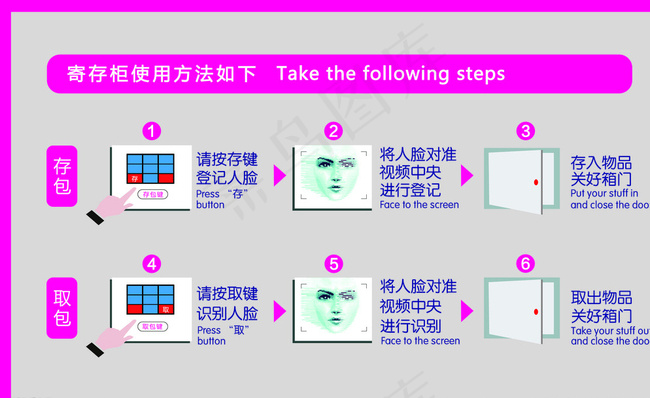 脸部识别存包柜写真招贴图片