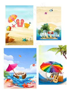 海洋海滩出游海报背景元素