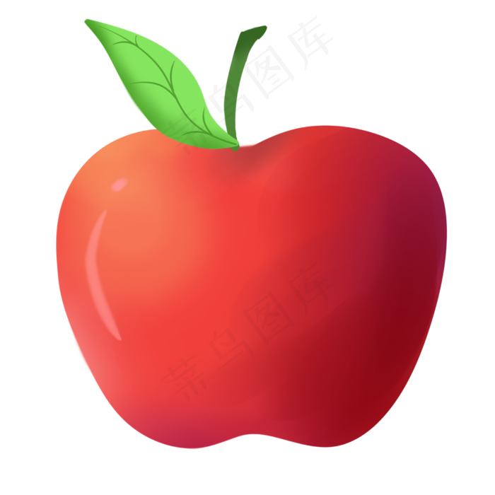 手绘一个完整的苹果,免抠元素