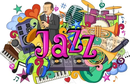 涂鸦爵士音乐插画矢量素材下载