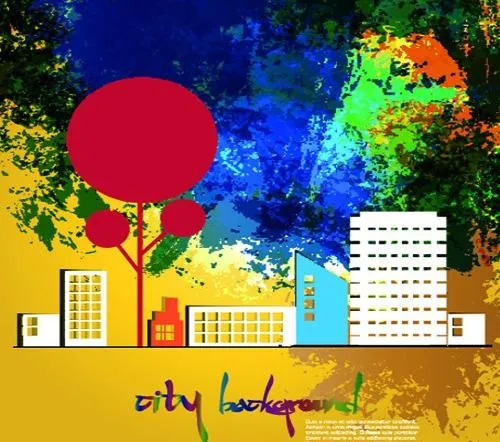创意城市背景矢量素材图片eps,ai矢量模版下载