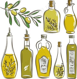玻璃瓶橄榄油背景矢量素材