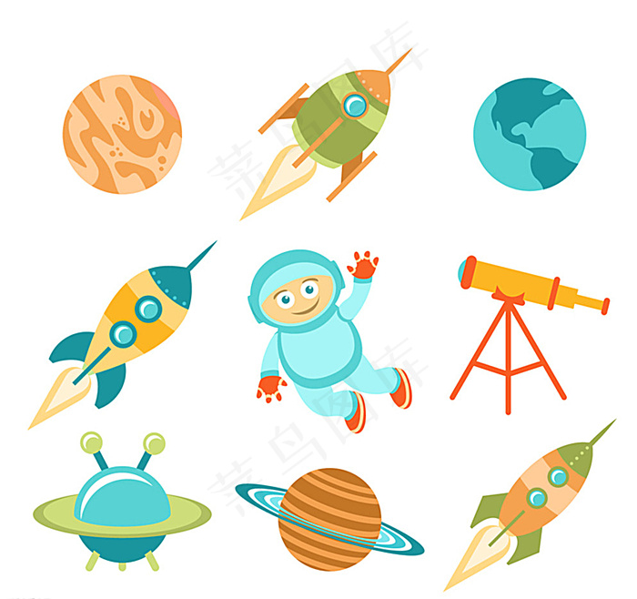 宇宙探索元素图片ai矢量模版下载