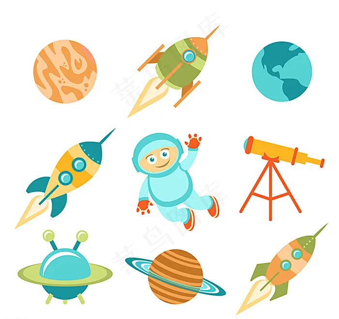 宇宙探索元素图片ai矢量模版下载