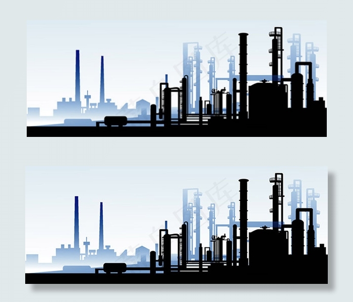 炼油厂剪影设计矢量素材