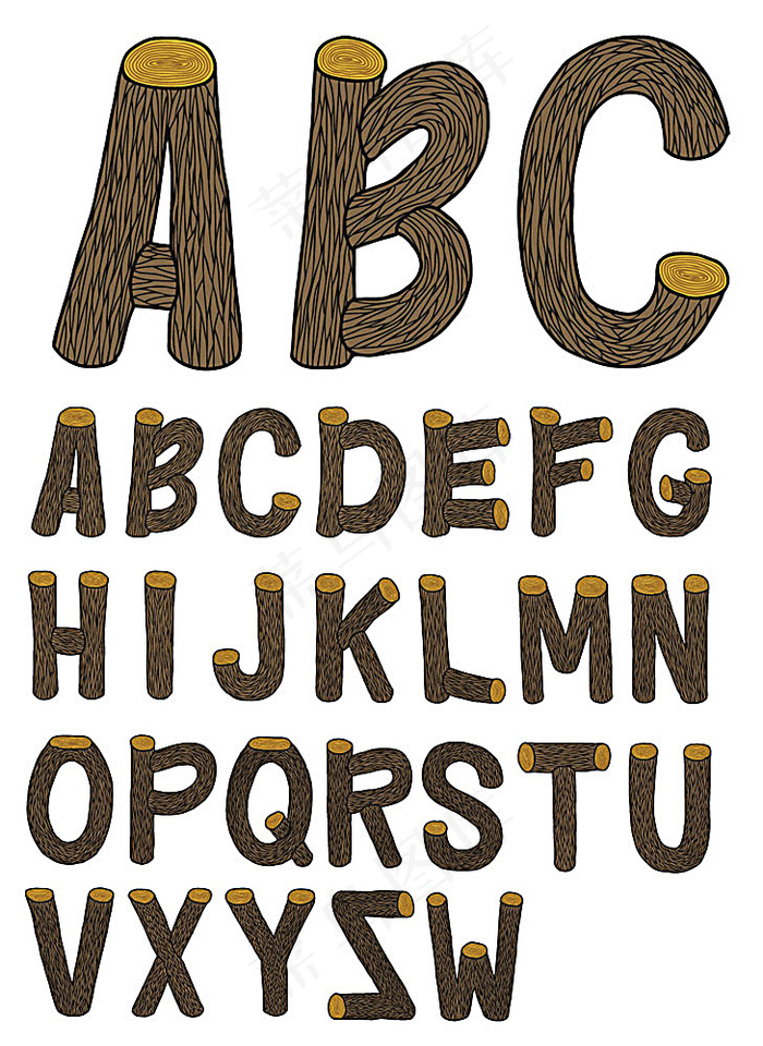 卡通木纹字体设计
