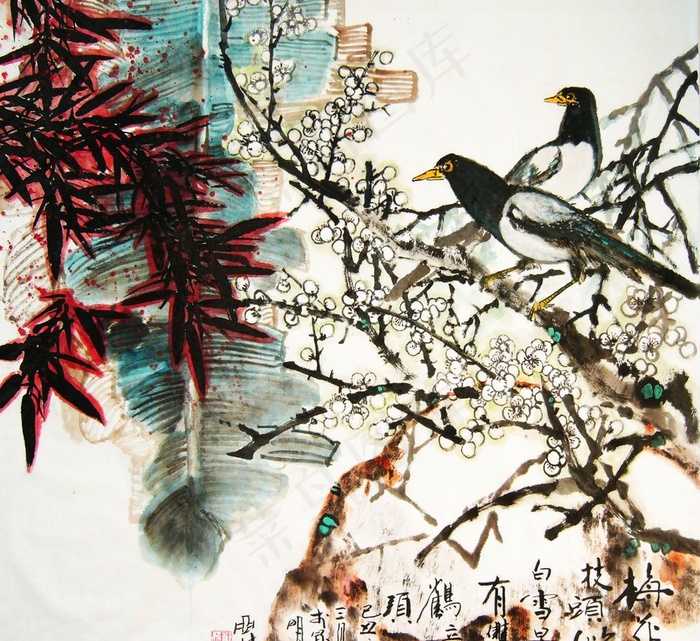 水墨花鸟图片